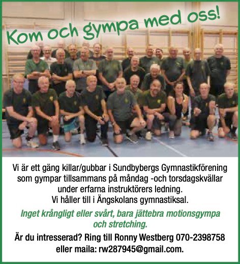 Kom och gympa med oss - Sundbybergs Gymnastikförening